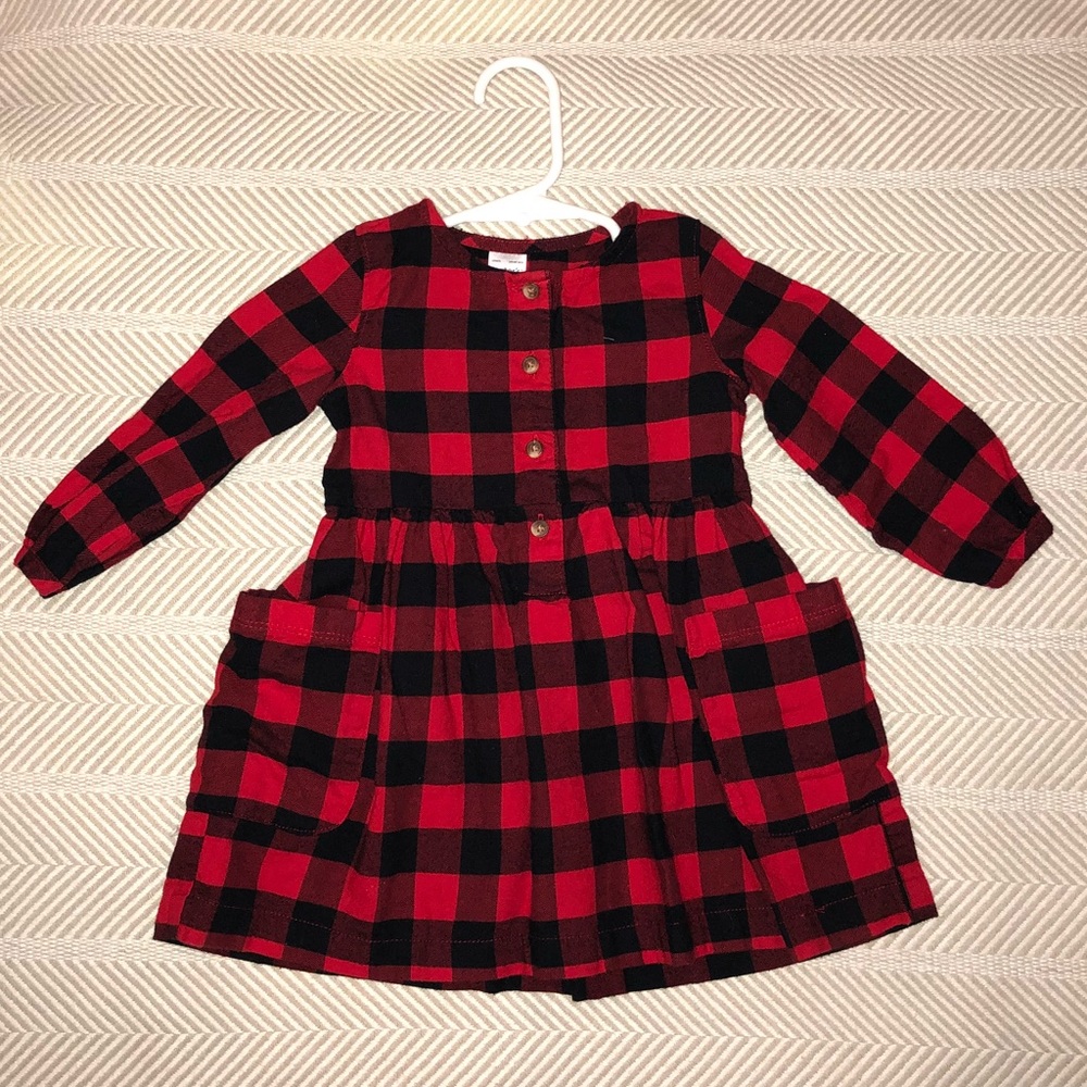 Cozy Plaid A-Line Dress With Buttons And Pockets